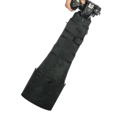 Imagem de CHASING BIRDS Capa protetora de lente impermeável camuflada para Nikon AF-S 400 mm F2.8 E FL ED VR capa protetora de lente à prova de chuva (preto sombra, com TC de 1,4 X (TC-14E III))