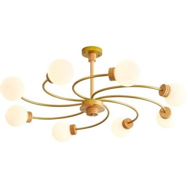Imagem de DOWMGYDX Lustres Sputnik modernos, lustre dourado para casa de fazenda sobre mesa, luminária de teto de 8 luzes para sala de jantar, sala de estar, ilha de cozinha