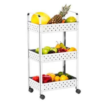 Imagem de Fruteira Organizador Multiuso Aço Inox 3 Andares - Mak Inox