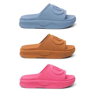 Imagem de Kit 3 Pares Chinelo Feminino Slide Plataforma Confortavel Nuvem - Revl