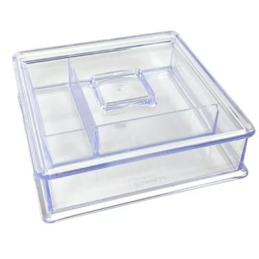 Imagem de Caixa Organizadora de Cristal Acrílico Transparente com Divisórias – Multiuso, Elegante e Funcional para Maquiagem, Cosméticos, Acessórios e Escritório.