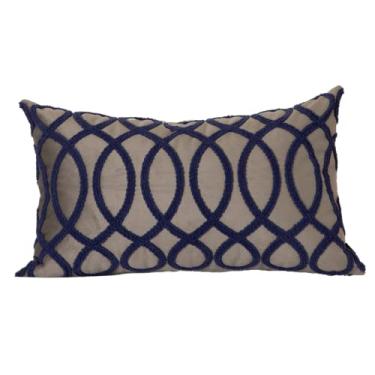 Imagem de Almofada em Veludo Bordado Cinza Cristal e Azul Very Peri Retangular