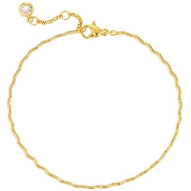 Imagem de BENEIGE Pulseira feminina banhada a ouro 14 K clipe de papel com contas satélite bola oval cubana corrente prata elos elos em camadas, Latão, Sem pedras preciosas