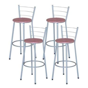 Imagem de Jogo 4 Banqueta Alta Ratan Cinza Retro - Lamar Design, Terracota