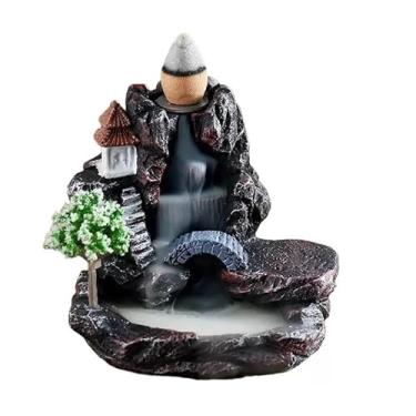 Imagem de Incensário Cascata Decorativo com Cachoeira e Árvore, Suporte para 5 Cones de Incenso