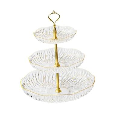 Imagem de Bandeja de bandeja de placa de frutas bandeja de bandeja multi -camadas pratos de servir cupcake stand para festa em casa entretenando fruta seca de, Claro, 3 Níveis