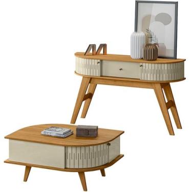 Imagem de Kit Aparador Histórico e Mesa de Centro Índia - Madetec, Cumaru/Opala