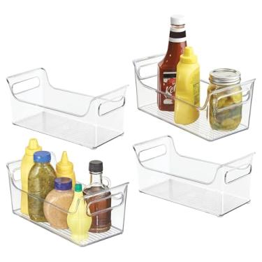 Imagem de Organizador de condimentos iDesign para geladeira – Caixas organizadoras de geladeira de plástico com alças, conjunto de 4, transparente