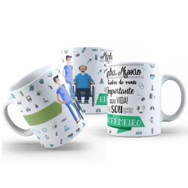 Imagem de Caneca de Cerâmica Branca 325ml com Estampa de Profissões - Mecolour, 