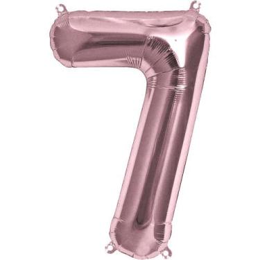 Imagem de Bexiga Balão Metalizado 16 Polegadas 40cm Rosé Gold Número 7 - PB Fest
