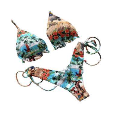 Imagem de Biquini Feminino Listrado com Nó Sexy - Tanga, Bandagem Micro e Estilo