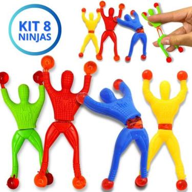 Imagem de Kit 8 Boneco Ninja Que Gruda Na Parede De Brinquedo Infantil - Europio