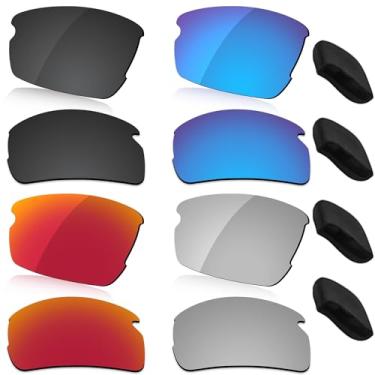 Imagem de LenzReborn Lentes polarizadas de substituição para óculos de sol Oakley Flak 2.0 OO9295 - preto escuro + cinza prata + vermelho fogo + azul gelo