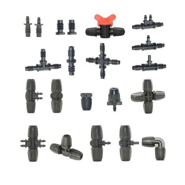 Imagem de Suprimentos de jardim Garden 3/8" To 1/4" Hose Connector 8/11 To 4/7mm Reducing Barbed Lock Tee Straight Elbow End Plugs Pipe Adapter Bico(Blue)