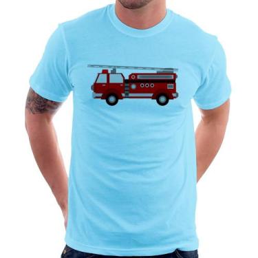 Imagem de Camiseta Caminhão de Bombeiro - Foca na Moda, Azul bebê, GG