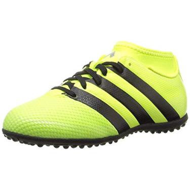 Imagem de adidas Tênis de futebol Performance Ace 16.3 Primemesh TF J (criança pequena/criança grande), Amarelo solar/preto/prata metálica, 1.5 Little Kid