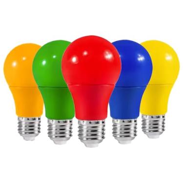 Imagem de 5 Lâmpada LED Bulbo A60 7W Colorida Decorativa E27 Bivolt (verde)
