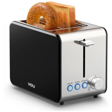 Imagem de Torradeira de 2 Fatias com 6 Níveis de Tostagem, Aço Inoxidável, 110v, YIOU T2S Black, Preto