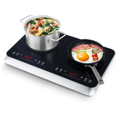 Imagem de Cooktop de Indução Elétrico com 10 Níveis de Aquecimento, 2 Queimadores e Trava de Segurança para Crianças, 110V 1800W, COOKTRON, Preto