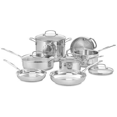 Imagem de Conjunto de Panelas e Frigideiras de Aço Inoxidável, 11 Peças, CUISINART 77 11G, Prateado