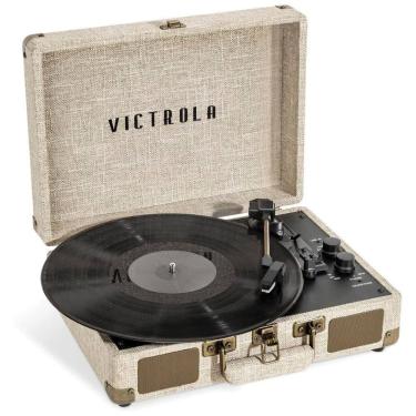 Imagem de Toca Discos Retrô com Suporte de Record Player e Bluetooth, Vitrola Journey, Creme