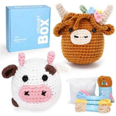 Imagem de Kit de crochê CrochetBox Highland Cow and Cow para iniciantes