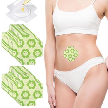Imagem de BOXOB 20 peças de adesivo de umbigo de óleo de rícino, adesivo verde orgânico para estômago envoltório autoadesivo com almofadas de algodão orgânico altamente absorventes (óleo de rícino não incluído)