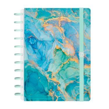 Imagem de Caderno Disco Iscool 140 Fls Grande G+ Mármore Turquesa
