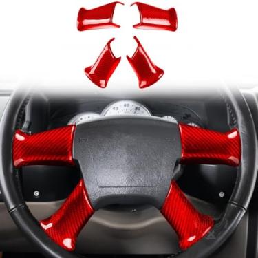 Imagem de 4 peças decoração de botão de volante interior de carro perfil baixo sem furos placa decorativa de fibra de carbono real para Hummer H2 Envoy/Bravada Chevy Silverado/Suburban/Tahoe/Express 2003-2009 a