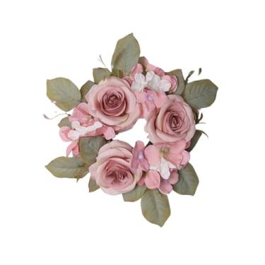 Imagem de oshhni Anel de vela de corda de vela de de rosa, ornamento pendurado na parede, decorativo para o engajamento da porta externa interna da parede, Rosa