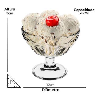 Imagem de Jogo 6 taças p/ sobremesa sorvete pudim 210ML vidro transp. - Original