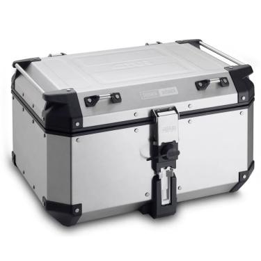 Imagem de Bau bauleto case moto 58L 2 capacetes outback traseiro aluminio polido givi OBKN58A-BR bmw gs tiger triumph