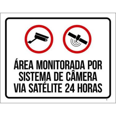 Imagem de Kit 3 Placas Área Monitorada Câmera Satélite 24 Horas 36X46