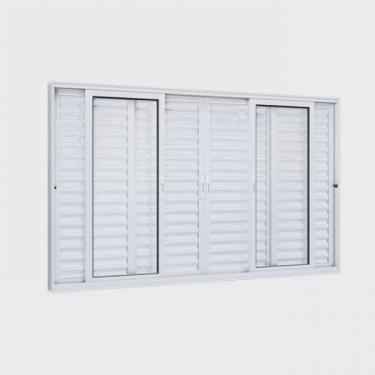 Imagem de Janela de Alumínio Veneziana 100x200cm 4 Folhas Móveis 2 Fixas com Vidro Lucasa Eccellente