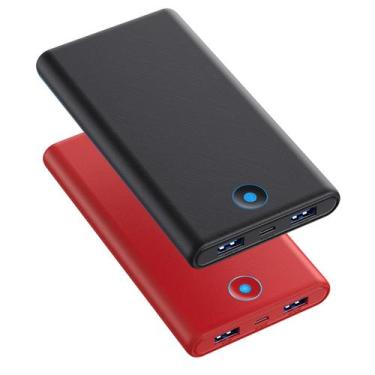 Imagem de Power Bank FOCHEW 20000mAh Duplo com USB - Preto e Vermelho