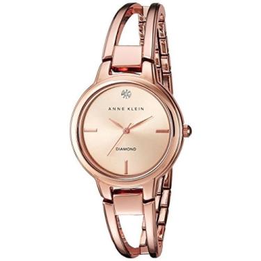 Imagem de Anne Klein AK/2626RGRG Feminino Diamond-Accented Dial Rosa Gold-Tone Relógio de Pulseira Aberta