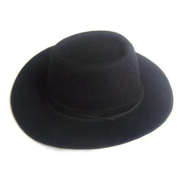 Imagem de Chapéu Fedora Feltro Preto Aba Grande Faixa Lisa - oem, Cinza
