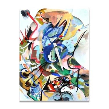 Imagem de Pintura de parede em tela abstrata colorida impressão em tela pôster arte colorida moderna arte abstrata decoração de parede corredor escadas decorações de quarto 70 x 50 cm