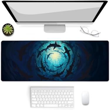 Imagem de VANZEV Shark Mouse pad para jogos, mouse pad, tapete de mesa, base de borracha antiderrapante para computadores, laptop, escritório, escola, acessórios para casa, presentes 80 x 30 cm