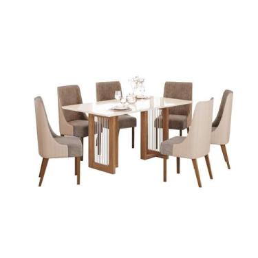 Imagem de Mesa Jantar Yara 160 6 Cadeiras Ivy Cacau - Henn