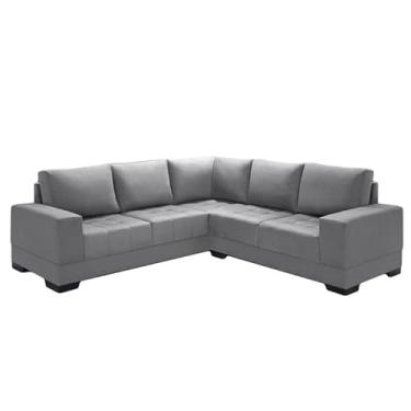 Imagem de Sofá 3 Lugares Patrícia com Chaise Esquerdo Suede Cinza