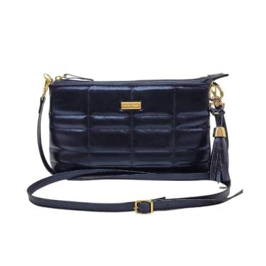 Imagem de Bolsa Feminina Couro Legítimo Ombro/Tranversal Matelassê Cores (Preto)