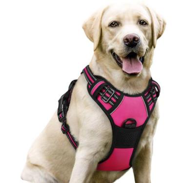 Imagem de Arnês para cães rabbitgoo No Pull ajustável rosa choque para cães gran