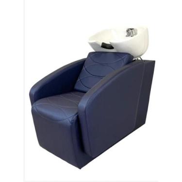 Imagem de Lavatório Cuba Porcelana Salão De Beleza estofado Azul marinho - movei