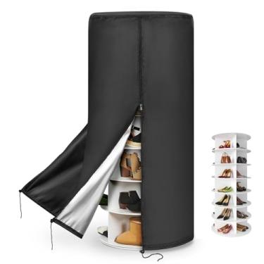 Imagem de Safipotts Capa giratória para sapateira, capa impermeável contra poeira para organizadores e armazenamento de armário, capa de torre de armazenamento giratório resistente, 63,5 cm de diâmetro x 160 cm