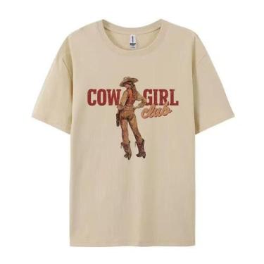 Imagem de Camiseta Feminina Retrô Boho Cowgirl - Estilo Vintage para Rodeio, BR-