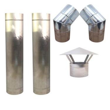 Imagem de 2m Duto 9 Polegadas Inox 430 Chaminé Curva 45 Chapeu Chines - INOX LAU