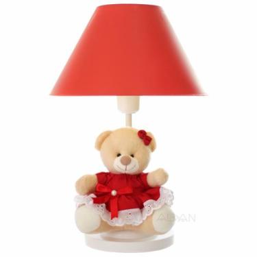 Imagem de Abajur Infantil Luminária Quarto Bebê Ursinha Ted Red Cúpula Vermelha 