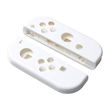 Imagem de Capa de invólucro de placa frontal + suporte de placa de reposição de moldura de bateria média para controle de controle Joy-con Nintendo Switch, Branco