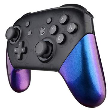 Imagem de Cabo de substituição eXtremeRate para controle Nintendo Switch Pro, capa de mão DIY para Nintendo Switch Pro – controle não incluído, Chameleon Purple Blue
